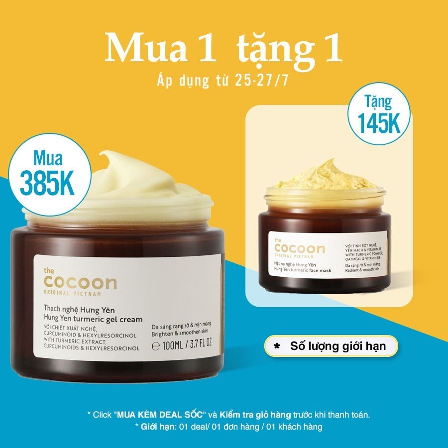 Thạch nghệ Hưng Yên Cocoon 100ml giúp sáng da mờ thâm thuần chay