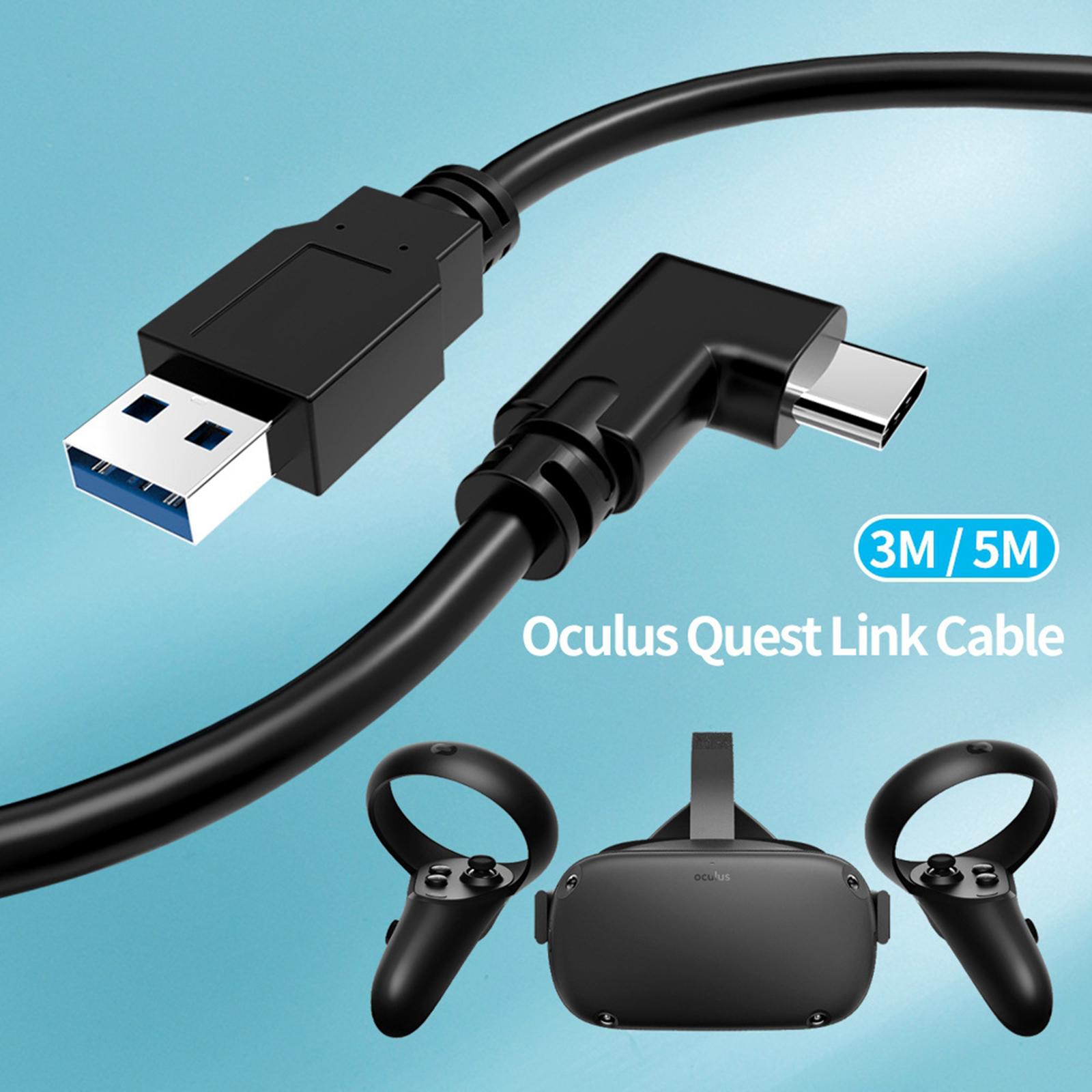 10ft Type C to 90° Type C / USB 3.0 Link Cable for Oculus Quest VR Headset to Gaming PC