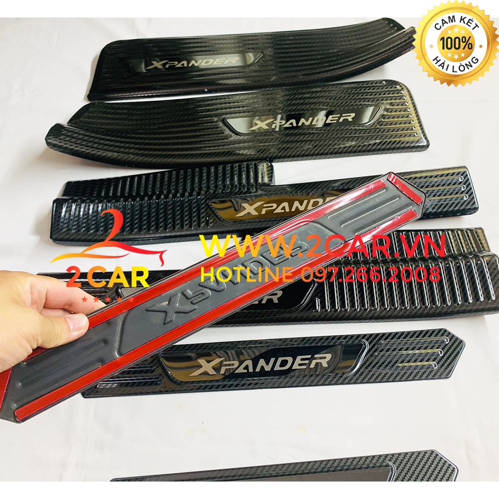 ỐP BẬC CỬA, NẸP BƯỚC CHÂN TRONG NGOÀI CARBON XE MITSUBISHI XPANDER VÂN CACBON 2018 - 2021 - 2022 hàng cao cấp