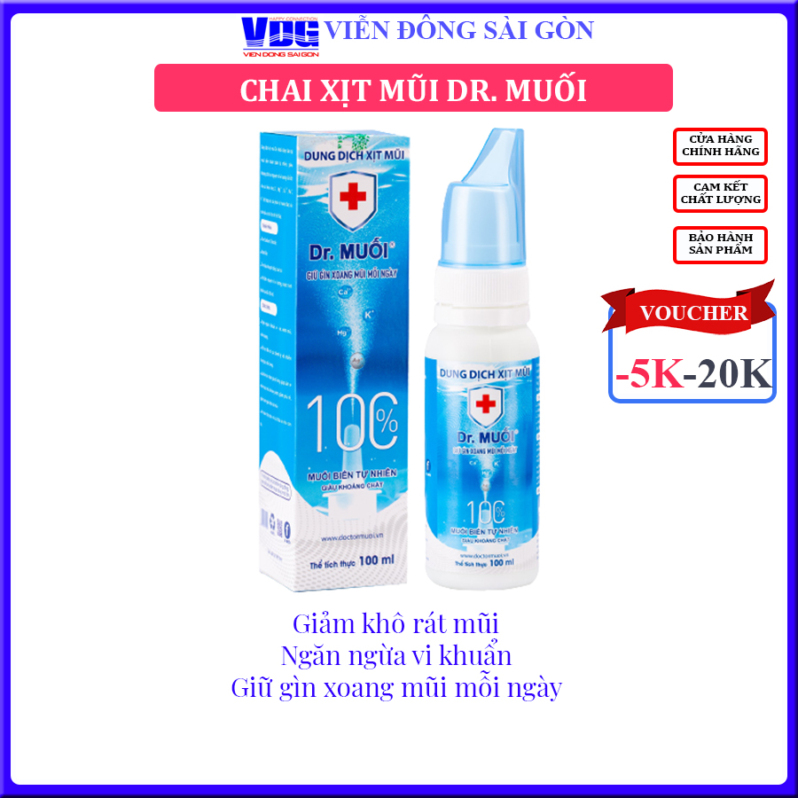 Dung dịch xịt mũi Dr. Muối (100ml) (Ngừa vi khuẩn + Bảo Vệ Xoang + Thơm Thoáng mũi)