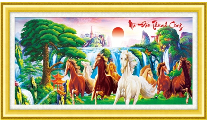 Tranh đính đá mã đáo thành công LV349 - 100 x 50 cm - chưa đính