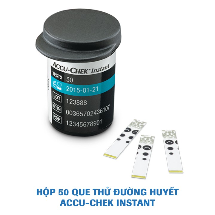 Combo 50/100 que và 50 kim dẹt thử đường huyết Accu-Chek Instant, NK chính ngạch, tem niêm phong