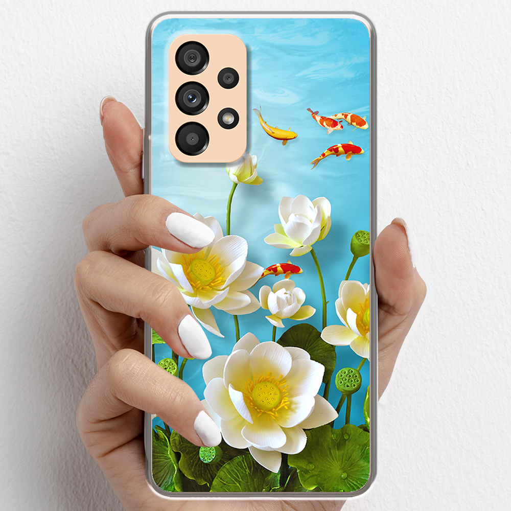 Ốp lưng cho Samsung Galaxy A53 5G nhựa TPU mẫu Hoa sen cá chép đỏ