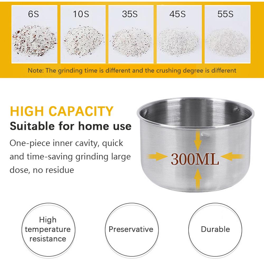Máy Nghiền Bột Thảo Mộc Điện Mini Bằng Thép Không Gỉ Siêu Mịn Công Suất Cao 150W