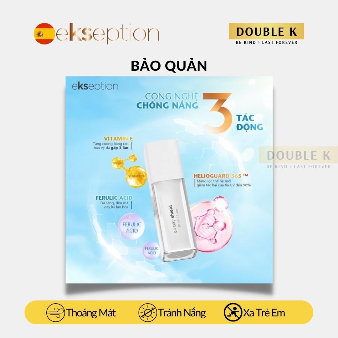 Kem Chống Nắng Phổ Rộng ekseption All Day Shield SPF50+ - Bảo Vệ Da, Ngừa Lão Hóa Sớm, Không Bết Dính - Double K