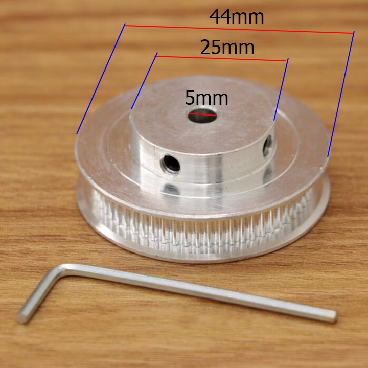 Buly, Puly, Pulley Trục 5mm - 60 Răng, sử dụng với dây đai 2GT-6mm
