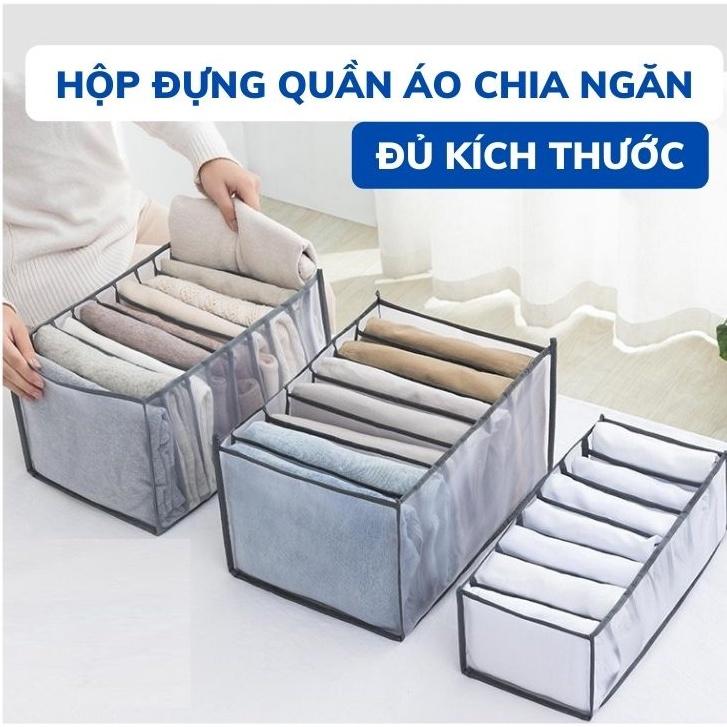 Túi vải đựng quần áo chia ngăn, hộp đựng đồ lót tất vớ gấp gọn tiện dụng tiết kiệm không gian