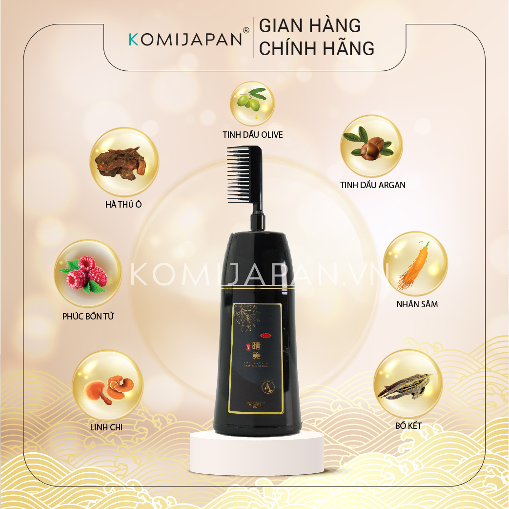 Lược nhuộm phủ bạc thảo dược thiên nhiên Komi Nhật Bản Chai 350ml