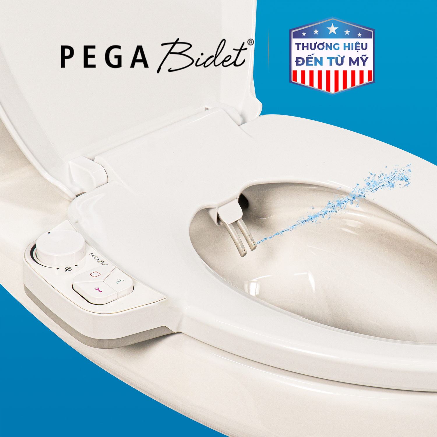 Nắp bồn cầu thông minh PEGA Bidet S100, 2 vòi rửa cho nam và vệ sinh cho phụ nữ, không dùng điện, hoạt động bằng áp lực nước - bán chạy tại Mỹ