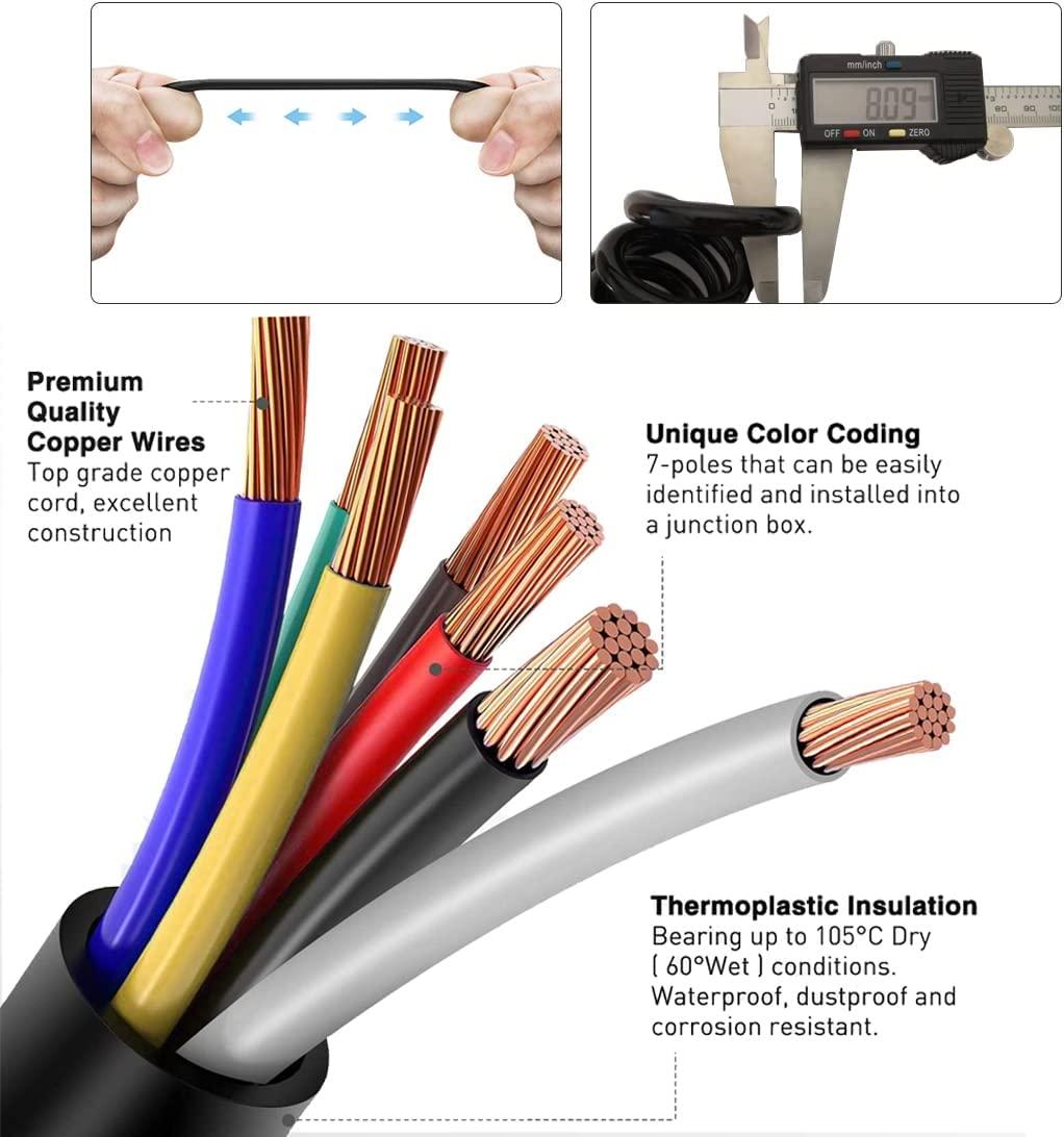 Dây kéo dài rơ moóc 7 chân Cáp mở rộng xoắn ốc 2m Dây kéo dài rơ moóc Cắm dây nối lò xo Đầu nối cáp Cắm bởi xe tải RV Máy kéo Xe ô tô Hãng xe đạp
