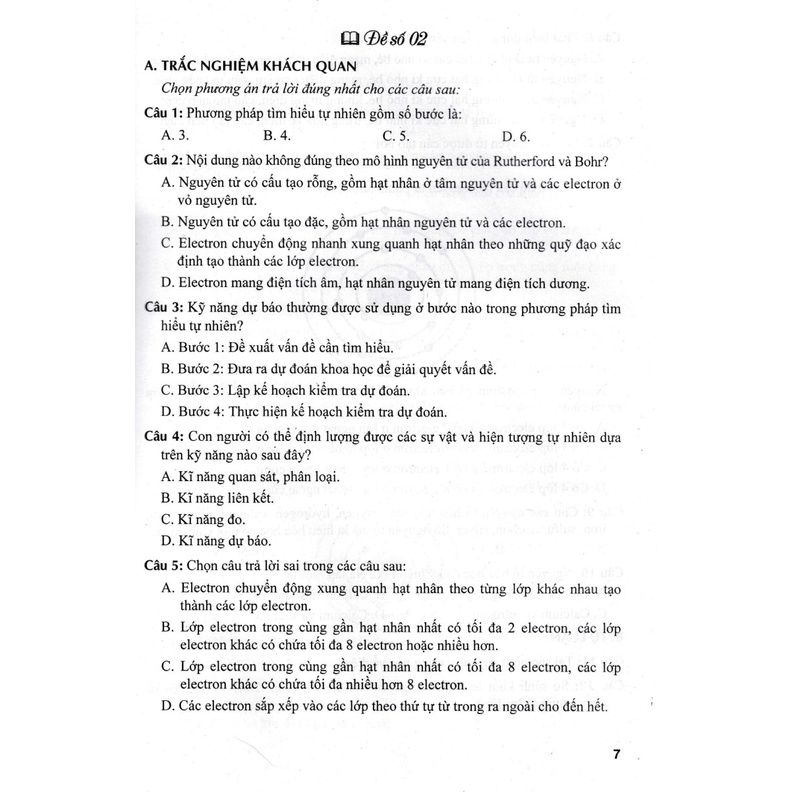 Sách - Đề Kiểm Tra Khoa Học tự Nhiên Lớp 7( Dùng kèm SGK Kết Nối Tri Thức Với Cuộc Sống ) HA-MK