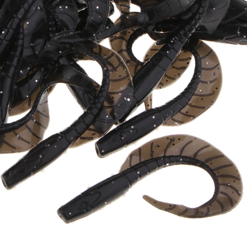 30pcs Grub Worm Fishing Lure Jig Head Soft Silicone Bait