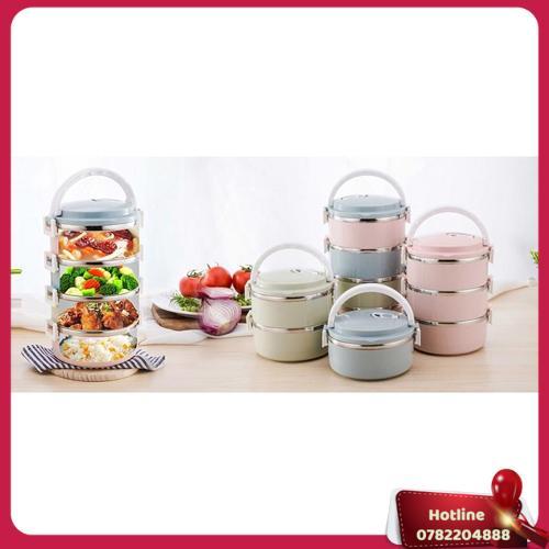 Cặp Lồng Văn Phòng, Hộp Cơm Văn Phòng Giữ Nhiệt Lúa Mạch 4 Tầng, Ruột Inox - Miễn Phí Vận Chuyển