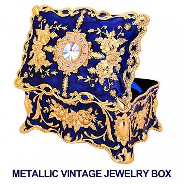 2Pcs Jewelry Storage Box Organizer Trinket Decor Vintage Gift Makeup Case