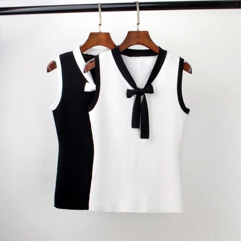 Áo Tank Top dệt kim cổ chữ V phong cách Hàn Quốc