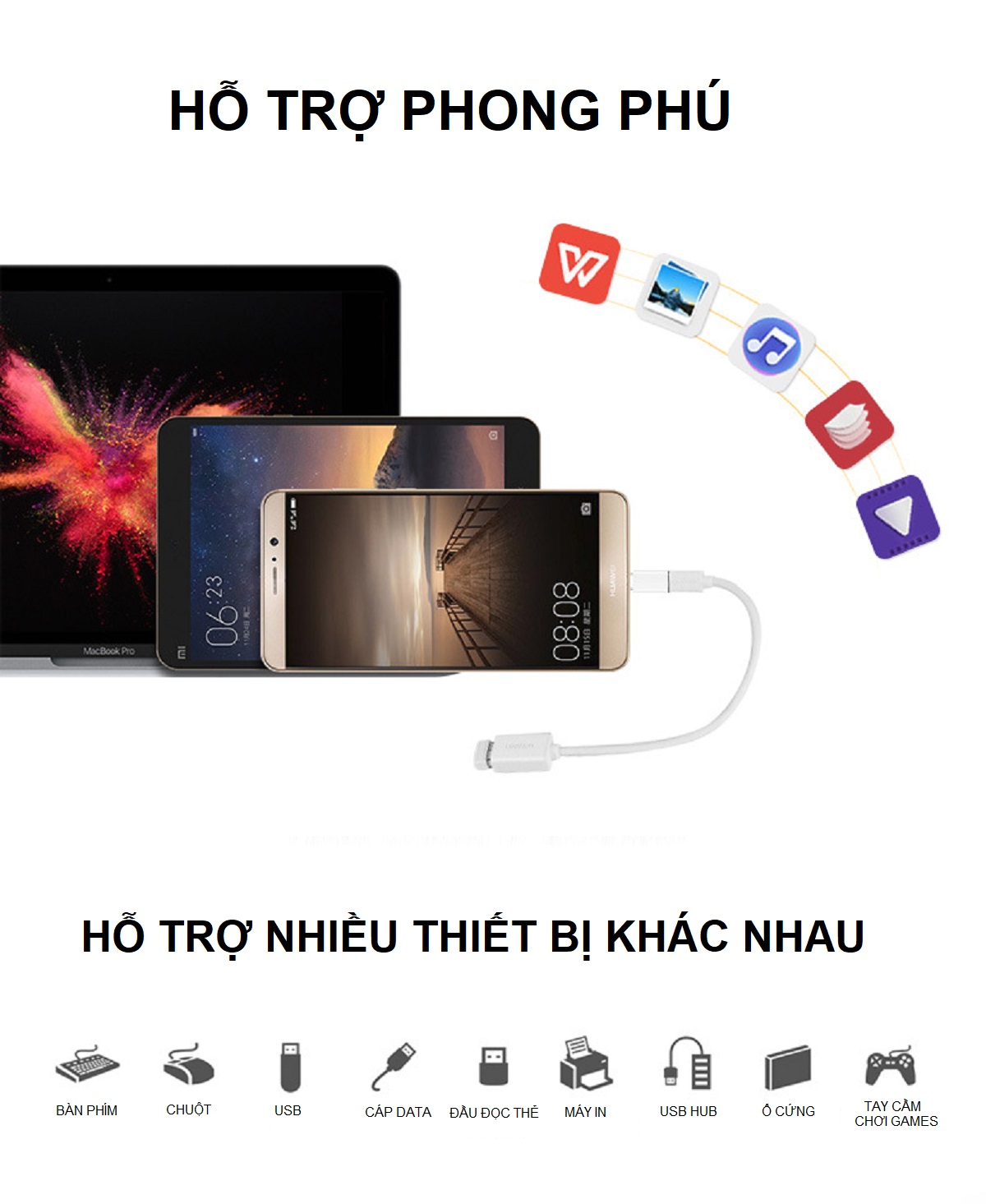 Đầu Chuyển Đổi USB Type C Sang Cổng Micro USB Màu Trắng