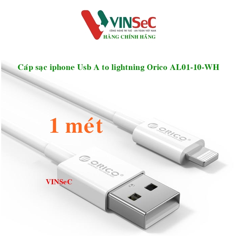 Cáp sạc và truyền dữ liệu ORICO AL01-10-WH cổng USB A ra Light ( 1 mét ) - Hàng Chính Hãng