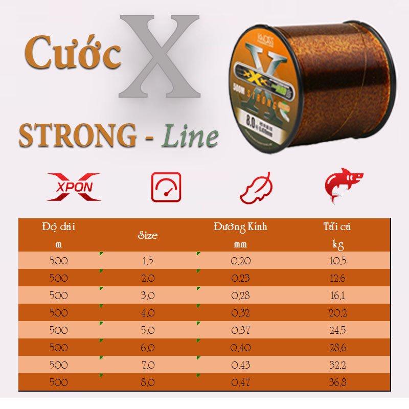 cước câu - Cước câu cá 500m cao cấp Cước tàng hình X Strong line màu nâu vàng X5