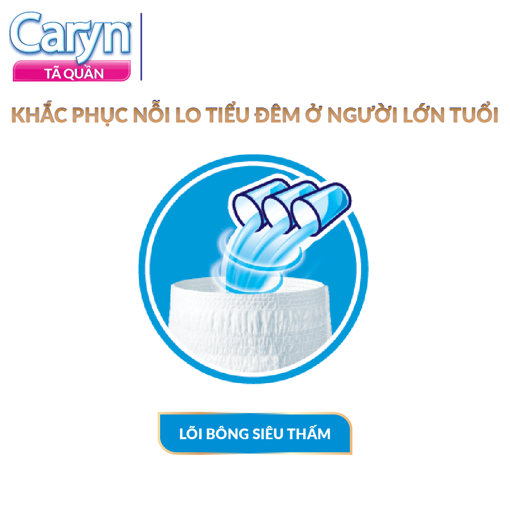 [TẶNG KÈM 2 MIẾNG] Tã/Bỉm Quần Người Lớn Caryn siêu thấm dành Cho Người Già đứng và đi lại được cần người trợ giúp Size L 12 miếng