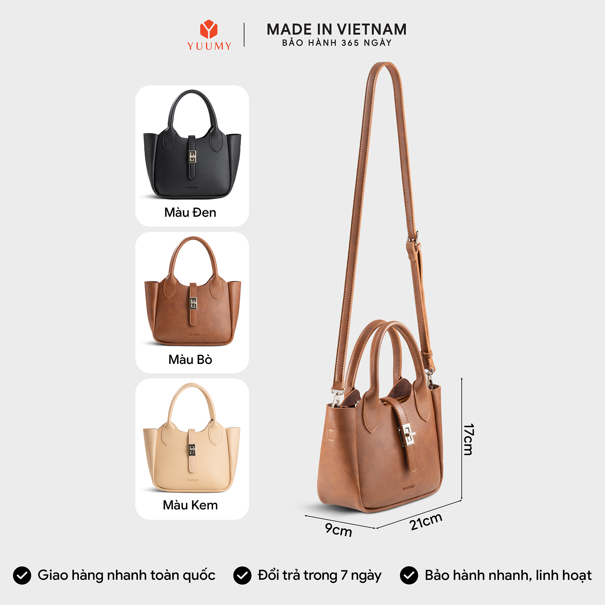 Túi Yuumy ( Thời trang nữ phối quai xách - Túi xách da Bergen YTX78 )