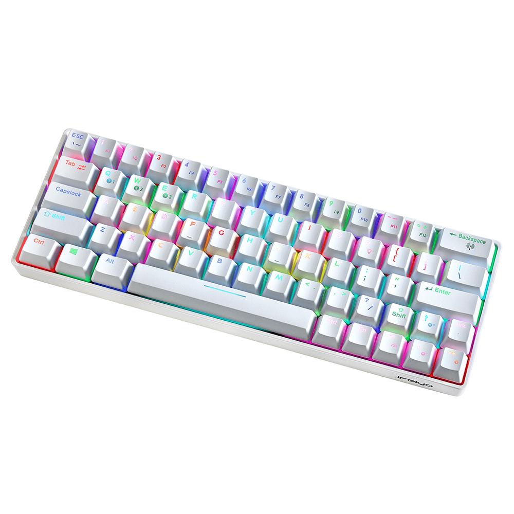 Bàn phím RGB N-key Rollover đa thiết bị cơ học nhỏ gọn với 64 phím BT & Chế độ có dây 18 Hiệu ứng, đèn nền