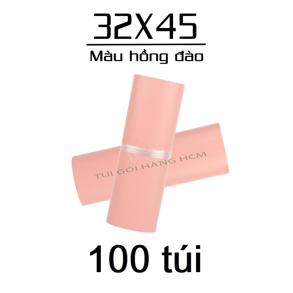 Túi gói hàng túi đóng hàng size 32x45cm cuộn 100 túi màu hồng đào loại bóng dẻo