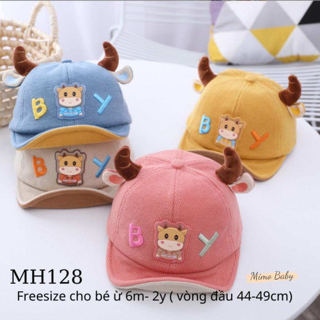 Mũ lưỡi trai mềm hình sừng trâu chữ BY đáng yêu cho bé MH128 Mimo Baby