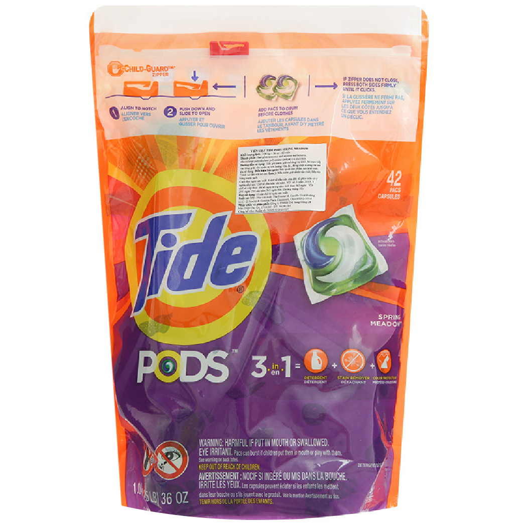 Viên giặt Tide PODS Spring Meadow - Túi 42 viên
