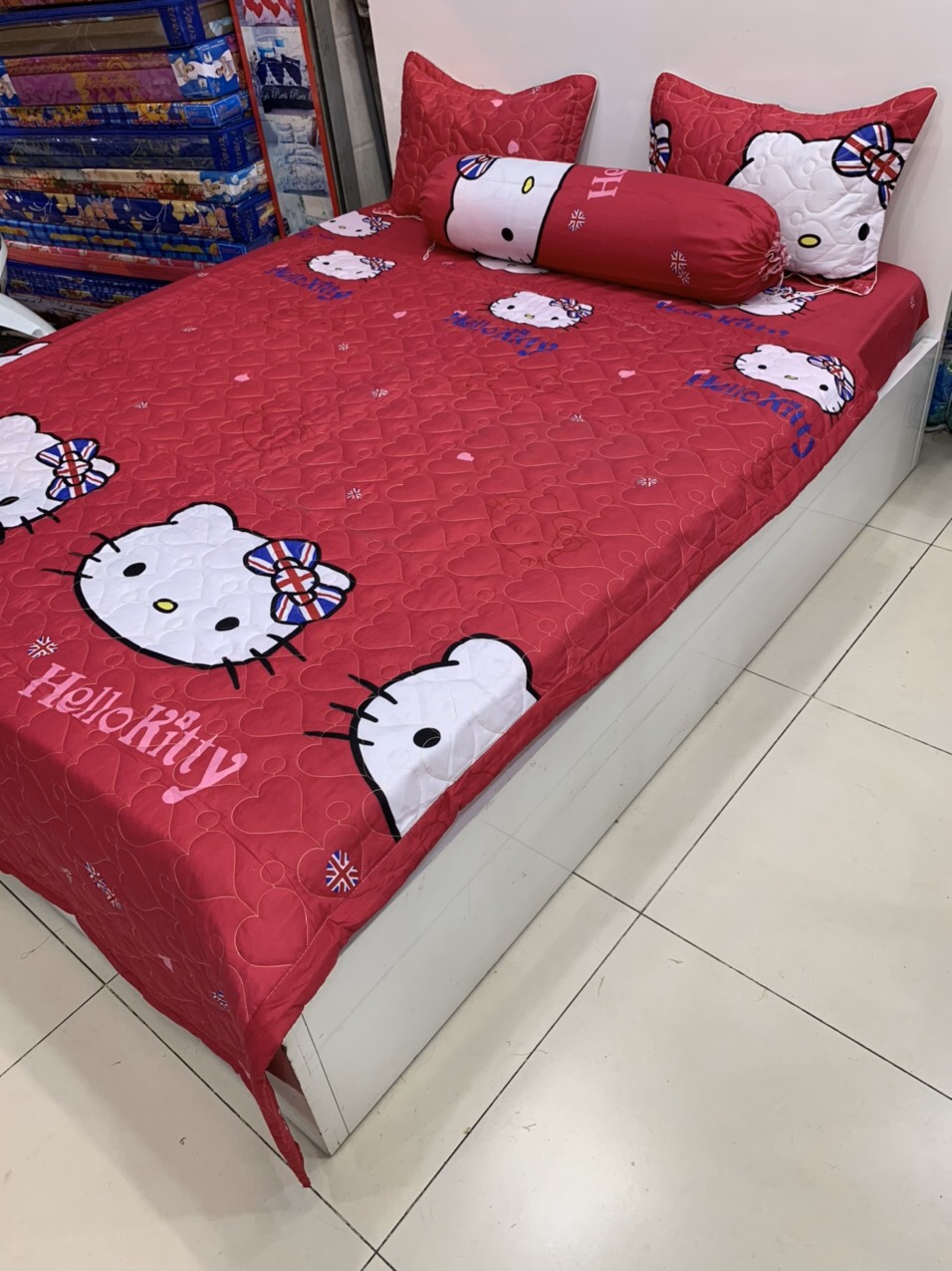 1m8x2m)Bộ chăn ga vỏ gối 5 món( 1 Drap + 2 vỏ gối nằm thêu, 1 chăn hè + 1 vỏ gối ôm), thời trang - Poly 5 món, cam kết hàng chuẩn 100%