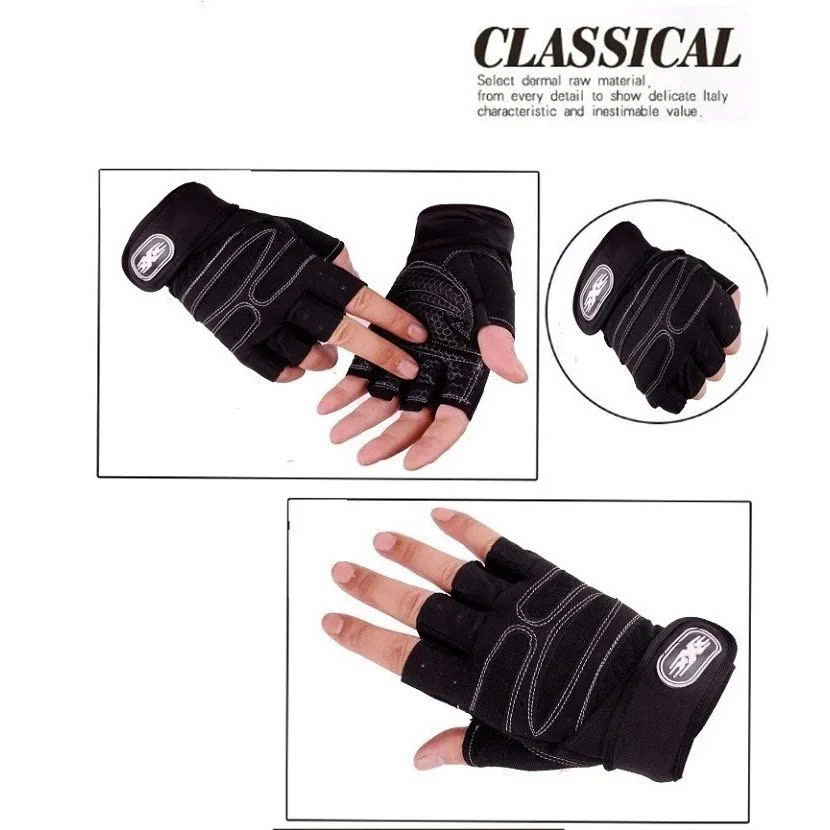 Bao găng tay tập gym kết hợp quấn bảo vệ cổ tay SIZE M 18-20cm - Hàng chính hãng SPORT GĂNG TAY THỂ HÌNH CÓ DÂY CUỐN CỔ TAY