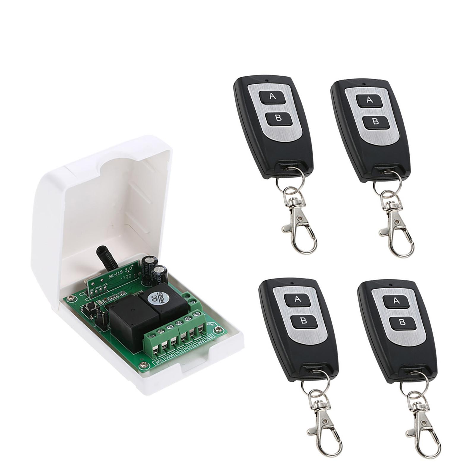 Smart Home 433Mhz RF DC 12V 2CH Learning Code Wireless Remote Control Switch Relay Receiver Transmitter Universal Remote Switch System and Long Range 50M RF Transmitter Remote Controls 1527