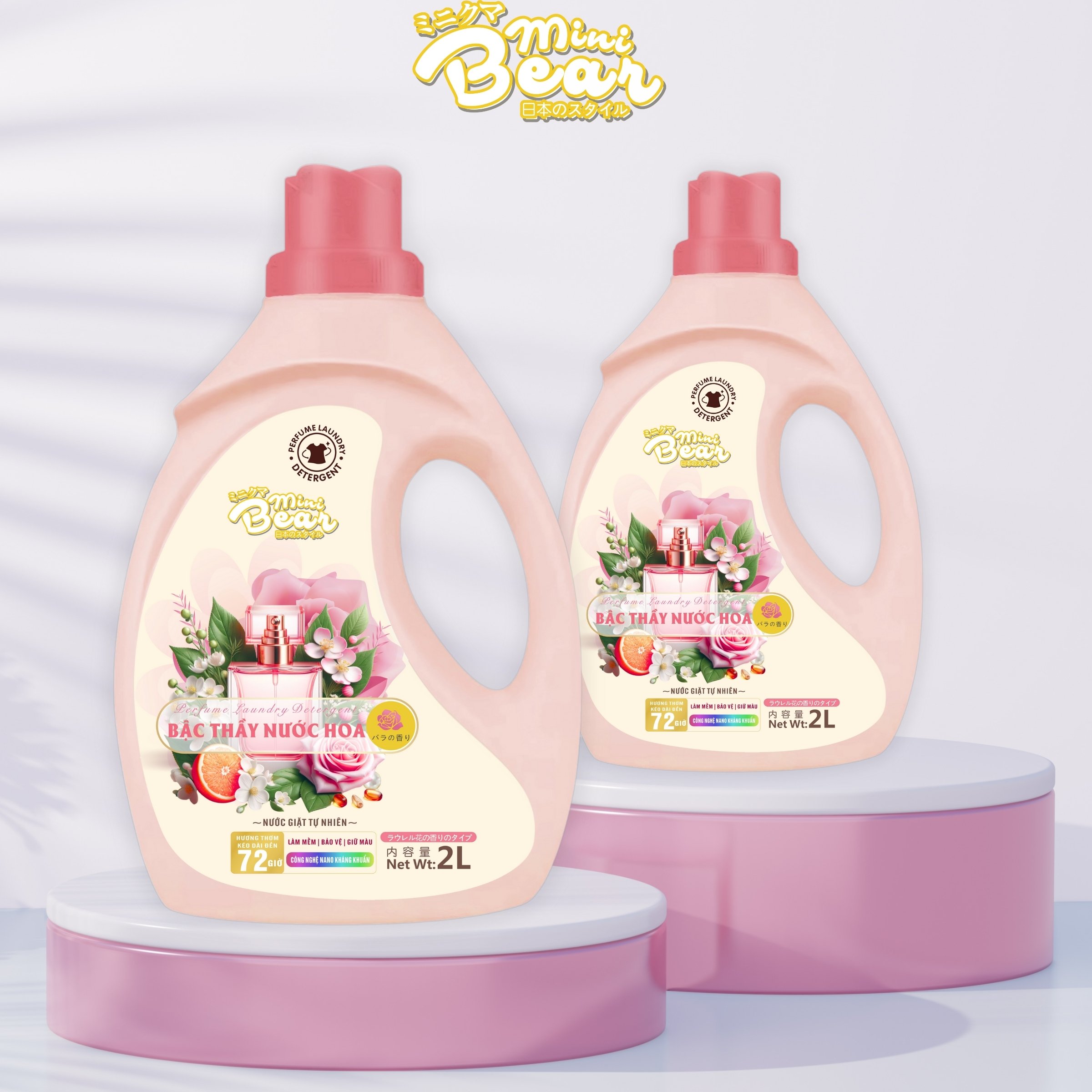 Nước giặt hương nước hoa pháp Minibear - Lưu hương 72h, làm sạch tự nhiên, mùi thơm sảng khoái