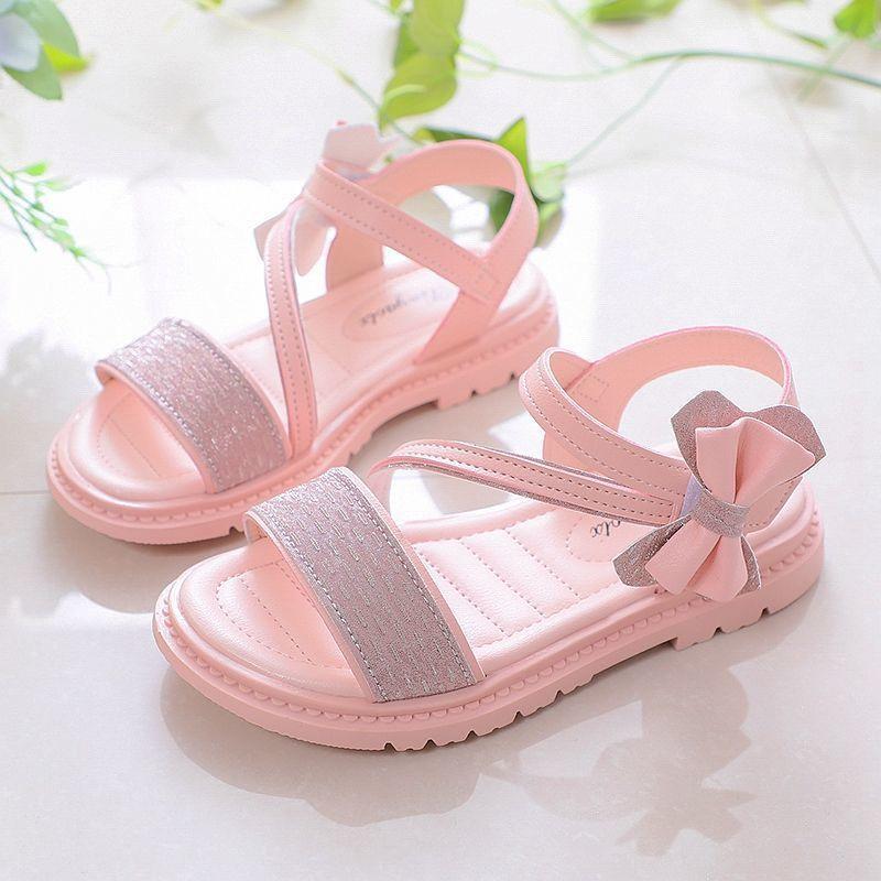 Dép Sandal Bé Gái Từ 2-15 Tuổi Đính Nơ Dễ Thương Đế Êm Chống Trơn Trượt Phong Cách Công Chúa Hàn Quốc D53