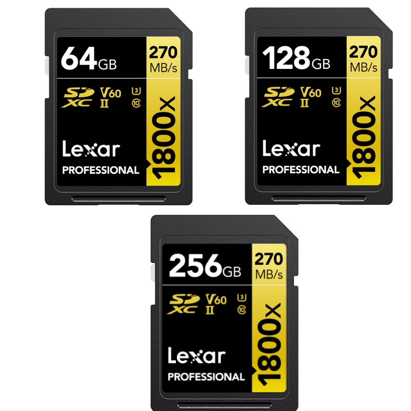 Thẻ nhớ SD Lexar Professional 1800x UHS-II V60 280/210 MB/s (64GB/128GB/256GB) - Hàng chính hãng