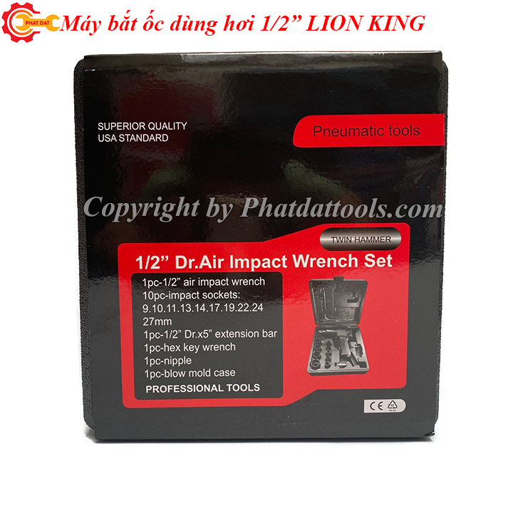 Máy siết mở bulong dùng hơi LION KING có khẩu - Hàng Đài Loan - Bảo hành 6 tháng
