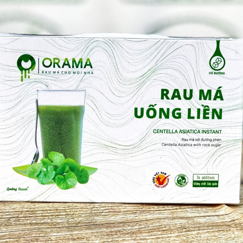 Rau Má Uống Liền ORAMA có đường 10 gói - 15g mỗi gói - rau má tươi nguyên chất, tăng cường dinh dưỡng