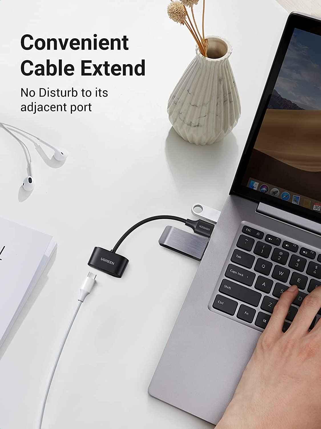 Ugreen UG80897CM397TK 15CM Cáp chuyển đổi USB-A sang USB-C audio + 3.5mm audio Màu Đen - HÀNG CHÍNH HÃNG