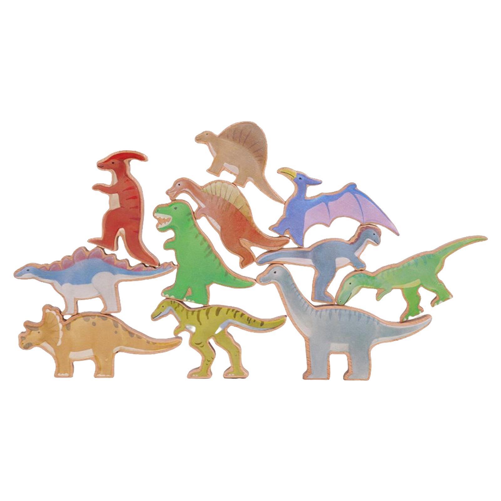 Classic Wooden Blocks Dinosaur Toys Preschool Game for Toddler Girls Boys