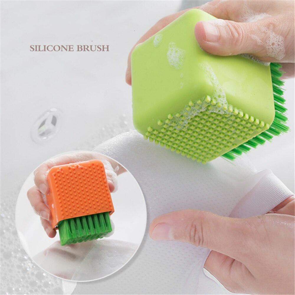 Bàn chải giặt đa chức năng chất liệu silicone mềm mại làm sạch giày Bàn chải đồ lót quần áo.