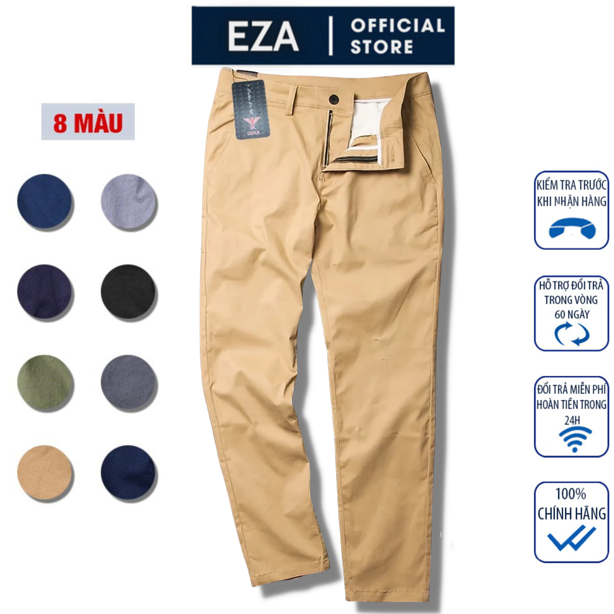 Quần kaki nam ( Tặng 1 dây nịt da hàng hiệu)  chất vải cotton mềm mịn, co giãn, chống nhăn, nhanh khô, độ bền cao chuẩn phong cách thời trang Dokafashion DKFQKK01