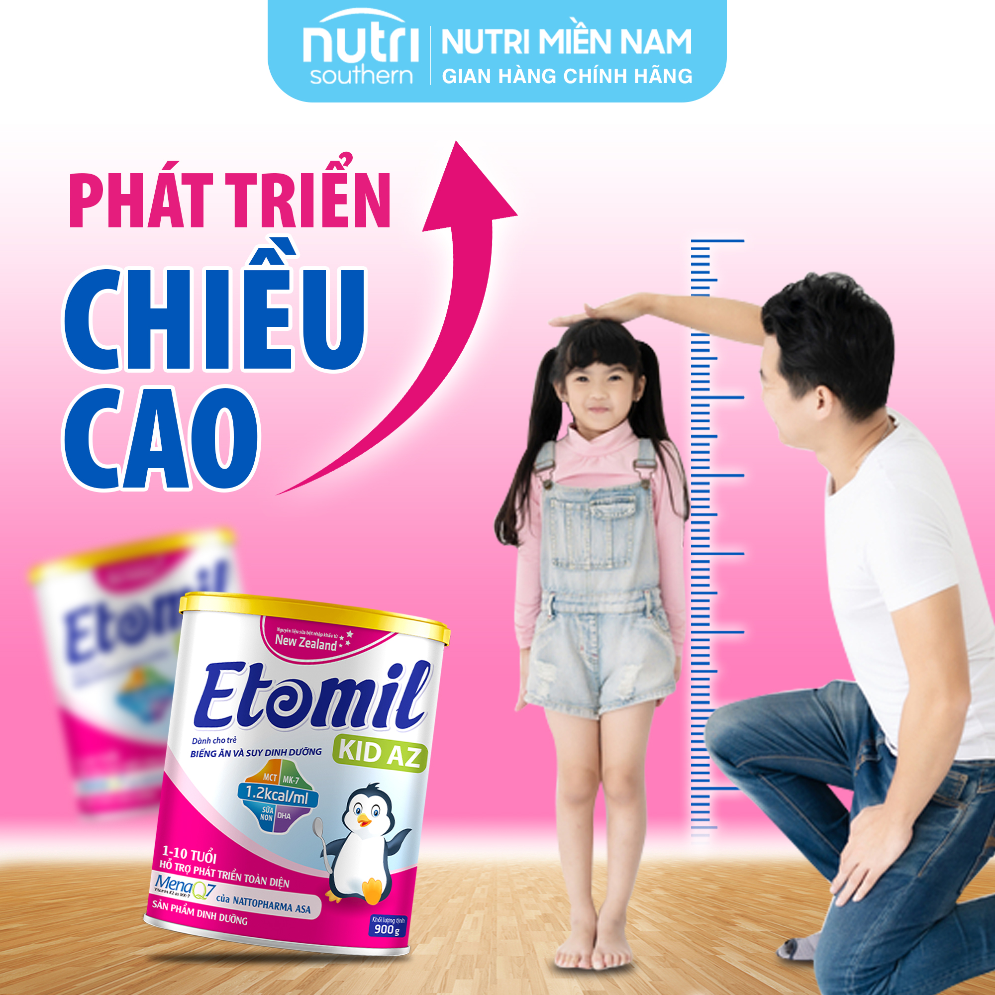 Sữa Etomil Kid AZ Năng Lượng Cao Dành Cho Trẻ Biếng Ăn, Nhẹ Cân Và Suy Dinh Dưỡng Từ 1-10 Tuổi – Hộp 400gr