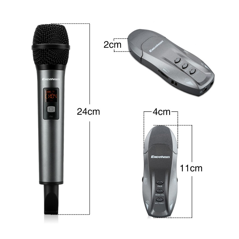 Micro Karaoke không dây Excelvan K18V 01 mic VHF - Hàng Chính Hãng