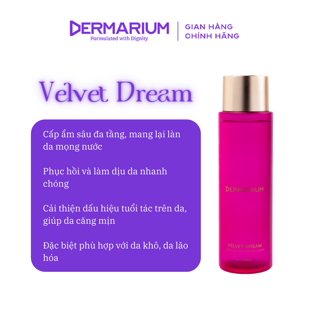 Toner (Nước Cân Bằng) Dermarium Dưỡng Ẩm Velvet Dream