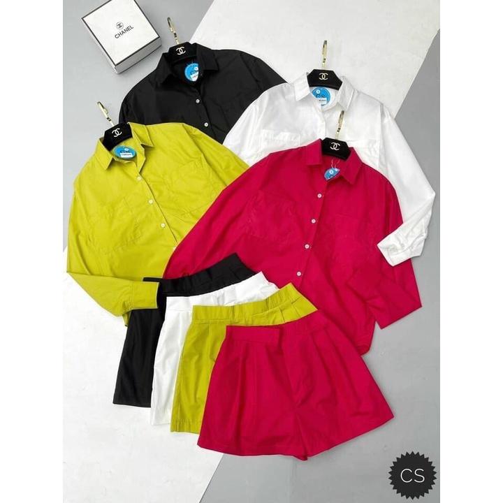 Set áo sơ mi quần short phong cách