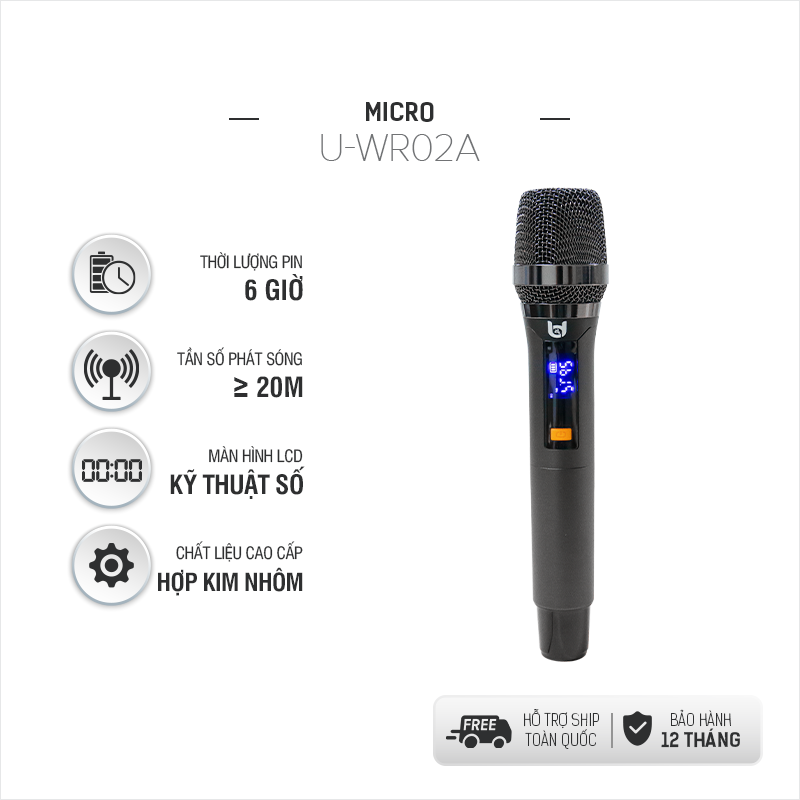 Micro Không Dây B&amp;D Hát Karaoke Cực Hay Model WR20A &amp; WR20, Tần Số UHF, Tùy Chỉnh Âm Lượng - Hàng Chính Hãng