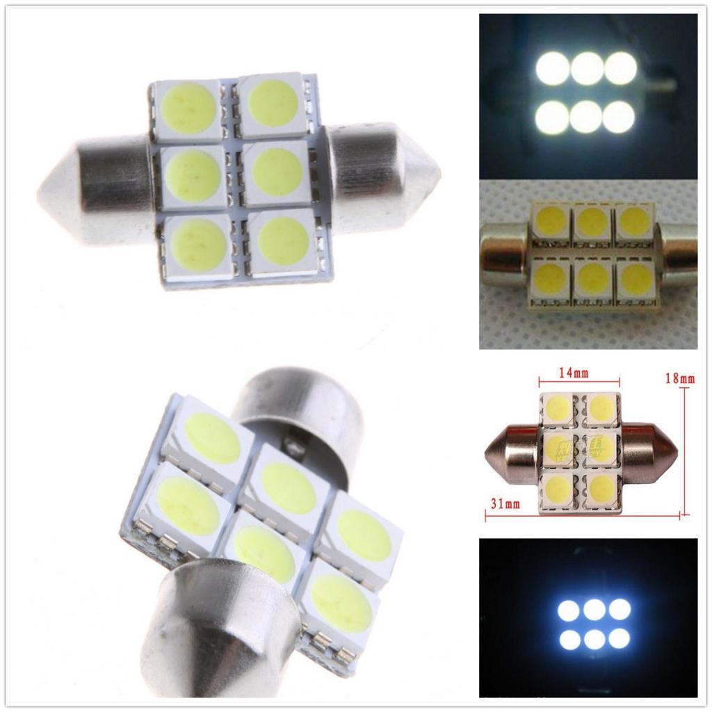 4pcs 31mm Length 6SMD 5050 LED Bulbs for Dome Number Plate