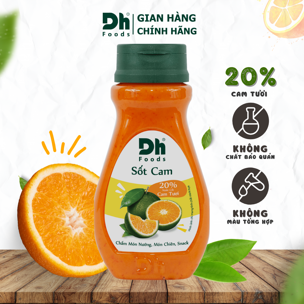 Sốt Cam chua cay Dh Foods 200gr - gia vị trộn salad 20% cam tươi, sốt chấm snack hải sản đồ nướng