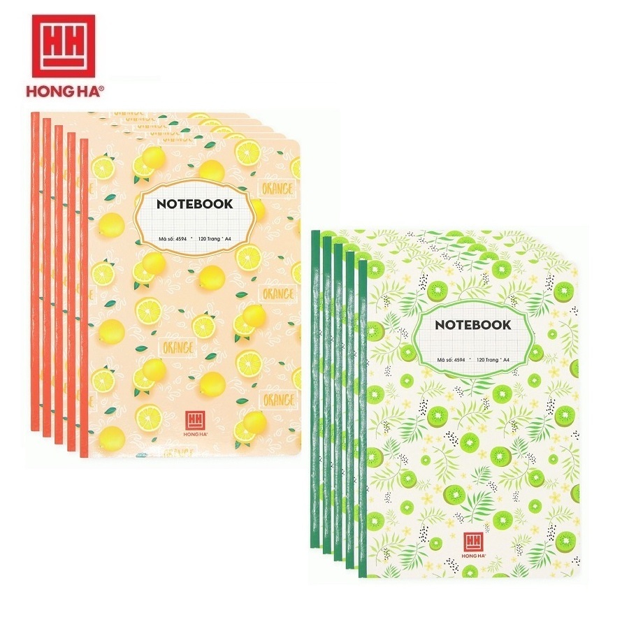 Lốc 5 quyển sổ 4 ô ly A4 Notebook Hồng Hà 4594 / 4522 - Sổ giáo án ô ly luyện viết tiếng Trung Nhật