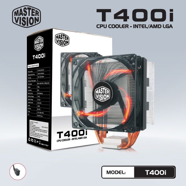 Tản nhiệt CPU VSP T400i Fan 12cm Led RGB Dùng Cho Tất Cả Socket - Hàng chính hãng TECH VISION phân phối