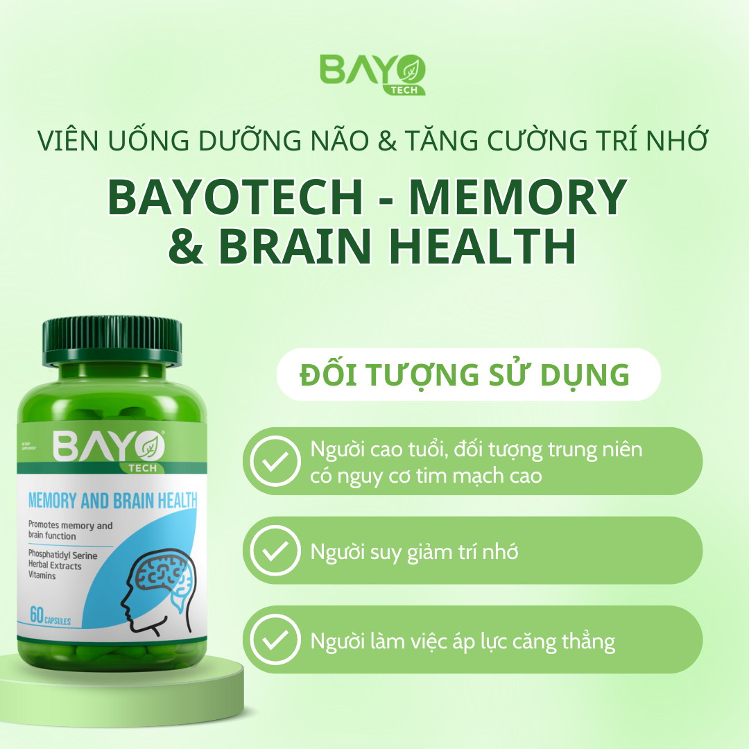 Viên uống dưỡng não và tăng cường trí nhớ BayoTech - Memory & Brain Health